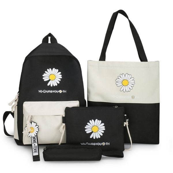 4 peças configuradas para o ensino médio para meninas adolescentes anti-roubo backpack feminino bookbags para bolsas escolares estudantes escolar lj201225