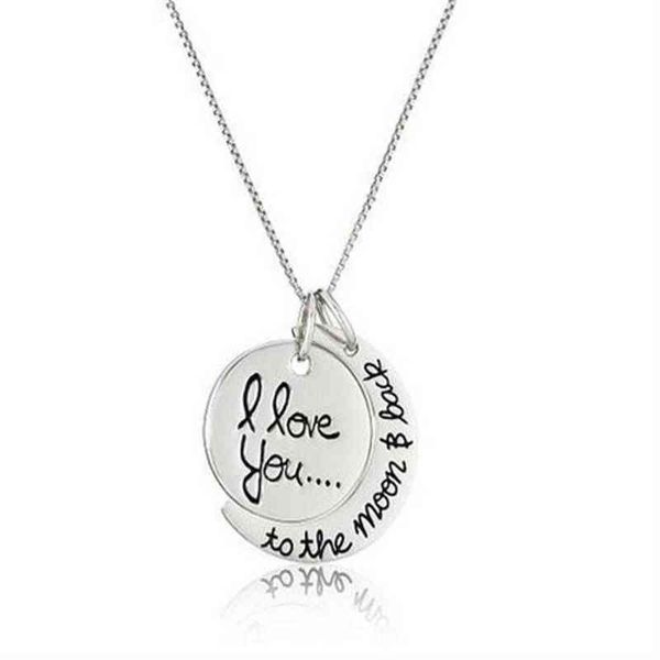 

necklace moon i love you to the moon and back for mom sister family pendant valentine's day present285r, Silver