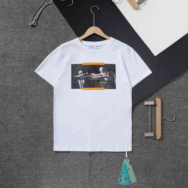 

mens fashion classic brand t shirts loose offs cotton men women t-shirt designers short sleeve letter oil paint tees black white shirt eur, White;black