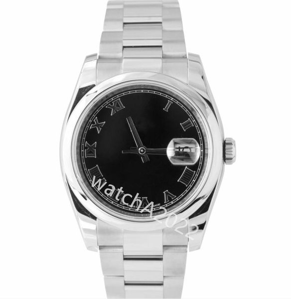 

kt mint watch date black roman numerals 36mm 116200 stainless steel just smooth asia movement wristwatch automatic watches, Slivery;brown