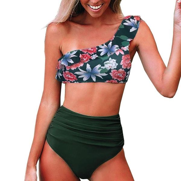 

women's swimwear beach swimsuit bikini tight printed women's temperament split swimwears tankinis set mini, White;black