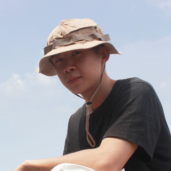 

outfly wash tooling style bucket hat fisherman hat men's outdoor hiking sunshade sun hat 220325, Blue;gray