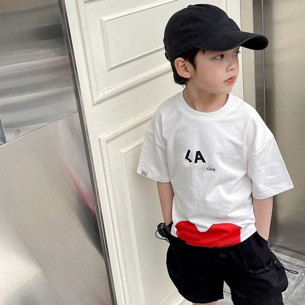 

childrens t-shirts kid t-shirt short sleeve baby girls boys shirt family matching love embroidery with letter embroidery parent-child size 8, Blue