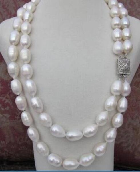 

double strands elegant aaa 11-12mm white pearl necklace 17&quot-18, Silver