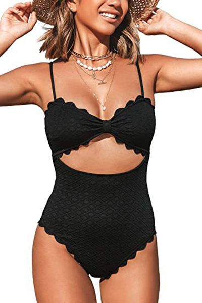 

women solid color high waist swimsuit bikini european and american, White;black