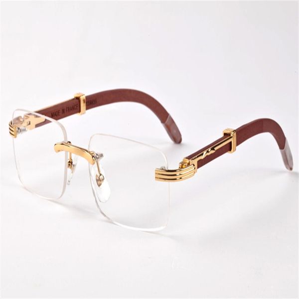 

new fashion sports buffalo horn glasses sunglasses for women retro wooden rimless glasses frame clear black brown multi lens258r, White;black