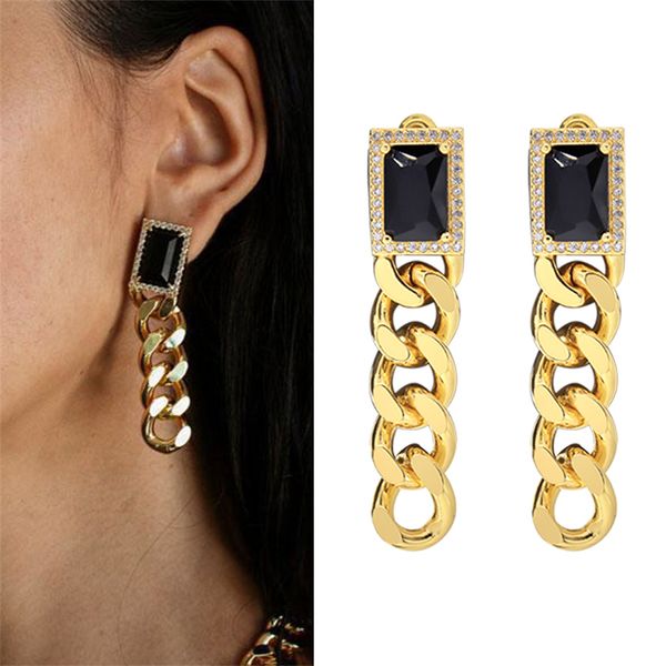 Orecchini insoliti Trendy Texture metallica Golden Black Stone Stud Drop Orecchini geometrici 2022 Designer regalo per ufficio Ragazza popolare Accessori affascinanti Amicizia