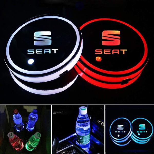 

1x led car cup drink holder logo light usb charging luminous coaster for seat leon fr mk2 mk3 lbiza altea car accessories