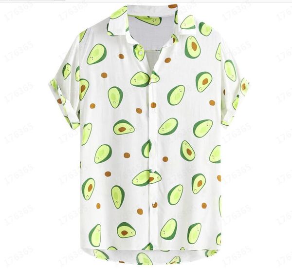 

men's casual shirts incerun summer avocado print men shirt turn-down collar short sleeve beach hawaiian streetwear camisa 2022 5xl, White;black