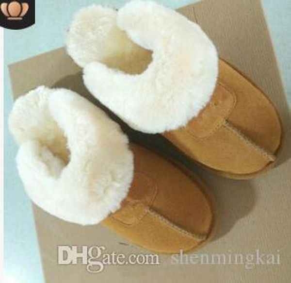

winter warm genuine leather suede cotton slippers men women cow-split slipper boots snow boots designer indoor cotton slipp yny, Black