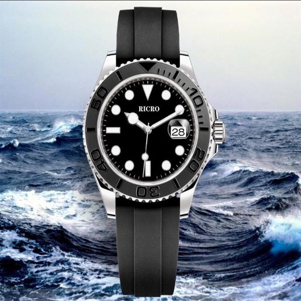 

men's mechanical watch ceramic bezelfully automatic movement 316 fine steelrubber strap 42mm sport & leisure series165f, Slivery;brown