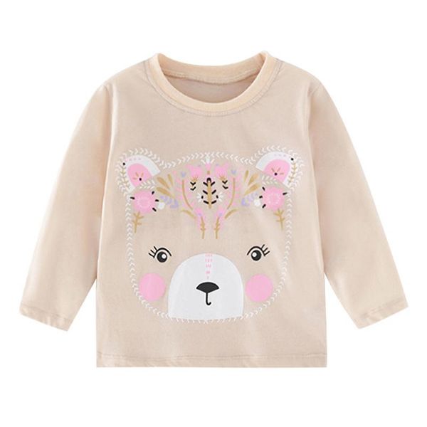 T-Shirts Little Maven Baby-Mädchen-T-Shirt mit langen Ärmeln, Baumwollkleidung mit hübschem Bären, hübsch bequem und weich für Kinder im Alter von 2–7 Jahren