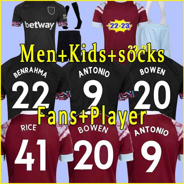 

2022 west bowen hams rice soccer jersey benrahma lanzini antonio yarmolenko noble fornals dawson vlasic soucek 2022 2023 football shirt unif, Black;yellow