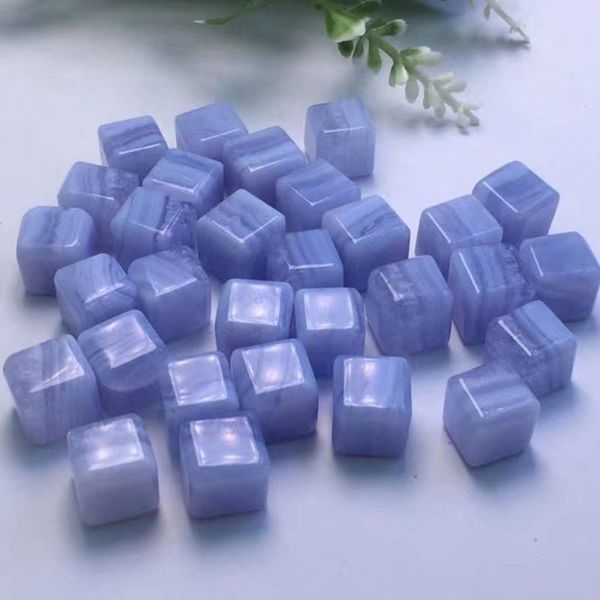 Objetos decorativos Figuras 1pc Cubo de renda azul natural de cubo de cristal de cubo de cubo de pedra escalada de cura mineral reiki gemstone home room decoração