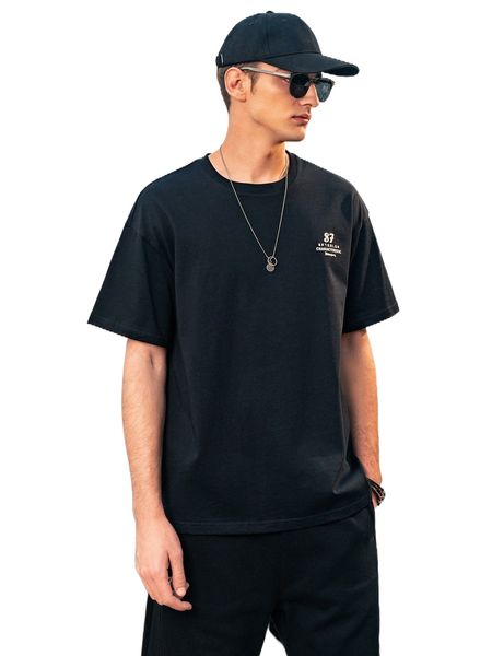 

men letter graphic drop shoulder t-shirt z0cw#, White;black