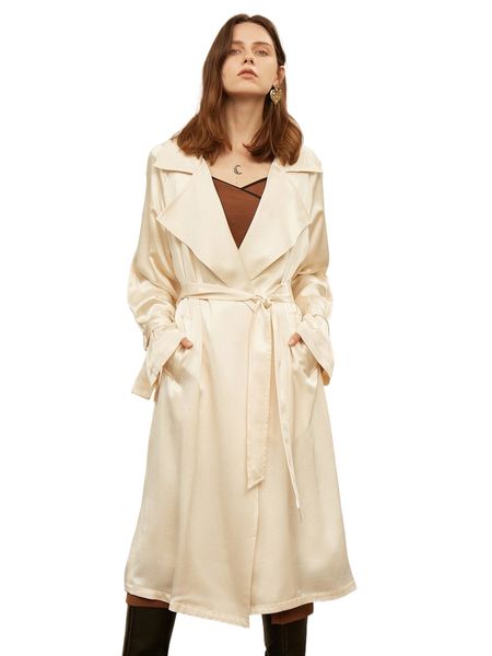 

motf premium acetic acid belted trench coat a3gg#, Black