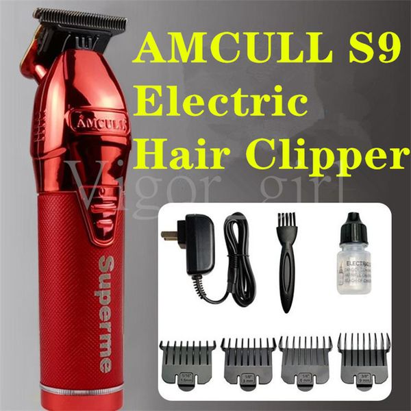 

amcull s9 electric hair clipper rechargeable low noise hairs trimmer machine beard shaver trimer for men barber shaving gold and red color