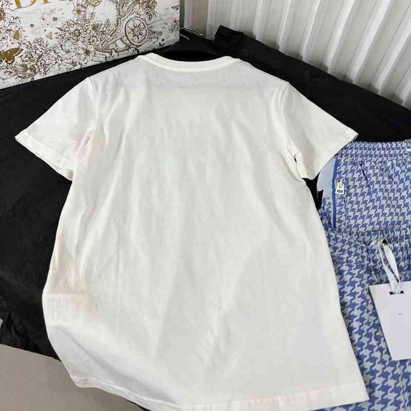 

2022 brand t shirt tripod version cd dijia letter elephant printed short sleeved t-shirt women's 1450, White