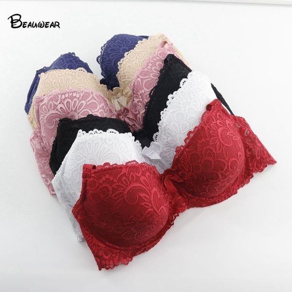

beauwear soft lace leisure bra for women plus size thin cup cotton lingerie breathable underwear 34d 36d 38d 40d 42d 44d 220513, Red;black