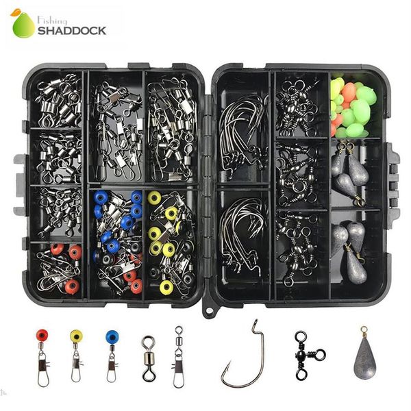

shaddock 160pcs box accessories hooks swivels lead sinker with ring carp fishing tackle boxes c18110601324e