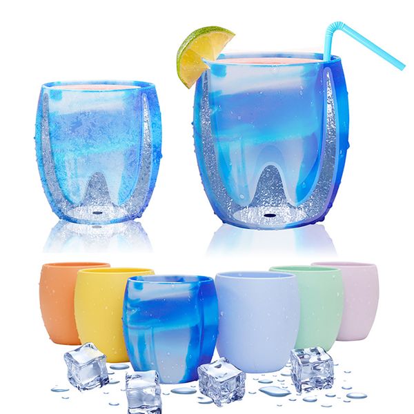Tazza di ghiaccio in silicone con riempimento di acqua riciclabile, tazza congelata per uso alimentare, bevanda per vino, bicchiere di raffreddamento per caffè, bicchiere di raffreddamento rapido in silicone