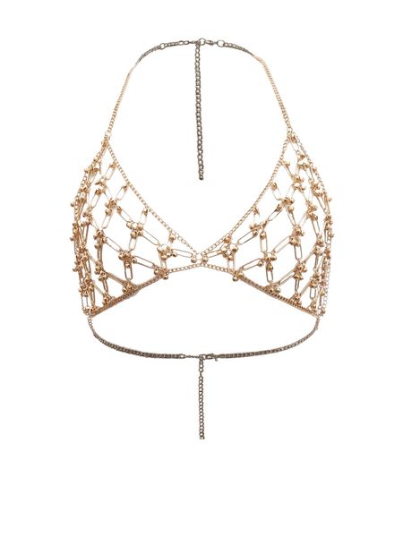 

chain linked halter bra 684n#, Black;red