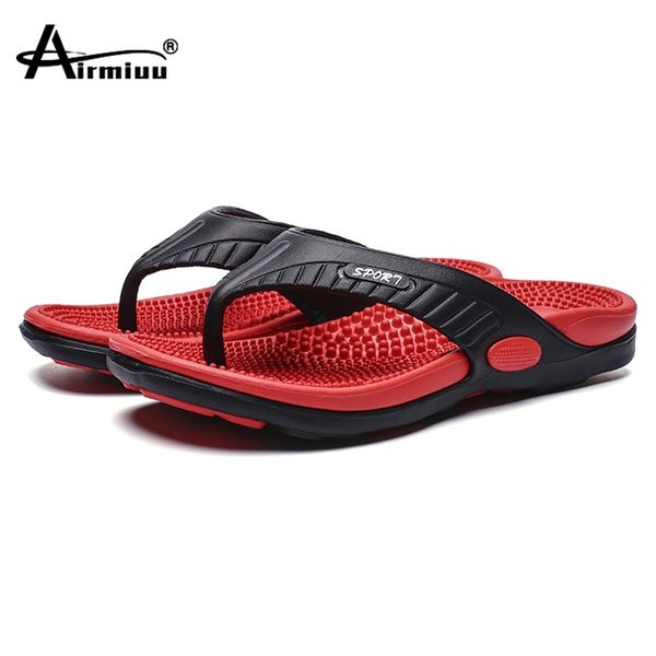 

massage flip flops men summer stripe slippers fashion beach sandals outdoor soft casual shoes nonslip slides chaussures femme 220620, Black
