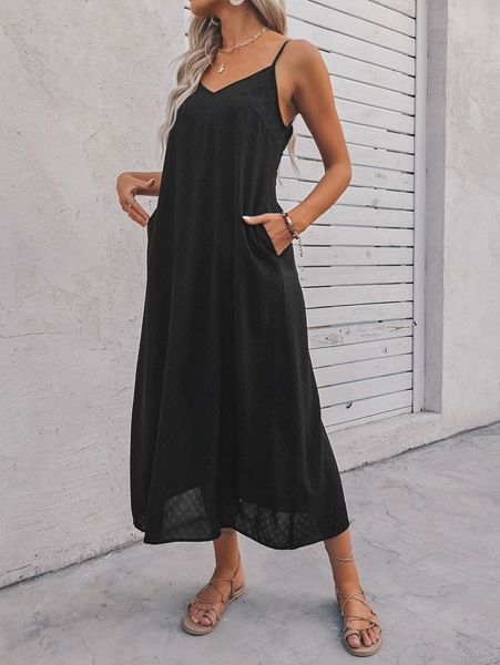 

slant pocket cami dress 871x#, Black;gray