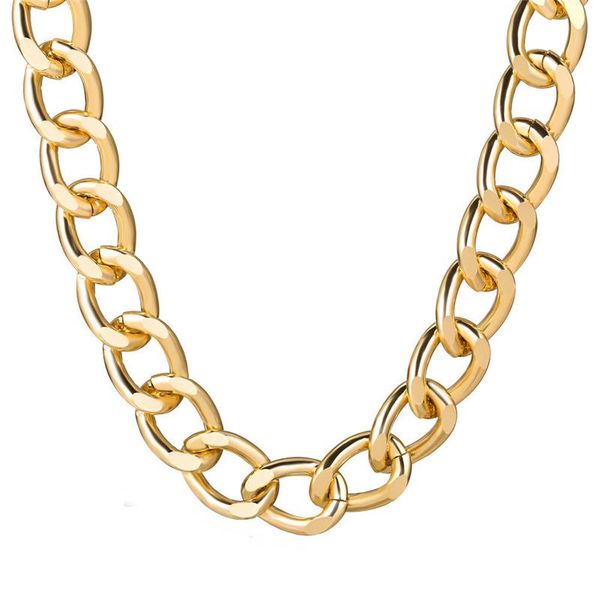 

chains retro exaggerated thick chain necklace double personality hip-hop neck choker necklac women jewelrychains, Silver