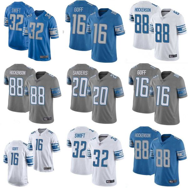 

men youth women''detroit''lions''jersey 20 barry sanders 16 jared goff 32 d'andre swift 88 t.j. hockenson, Black;red