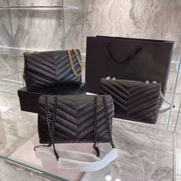 

2022 luxury handbag shoulder bag brand designer seam leather ladies metal chain clamshell messenger gift box