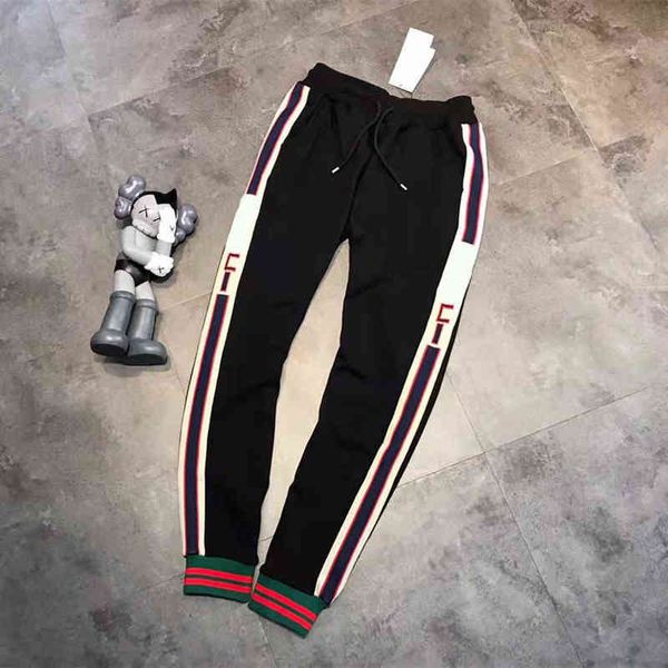 

ribbon embroidered guard couple spring new splicing medium waist large loose casual terry, Black