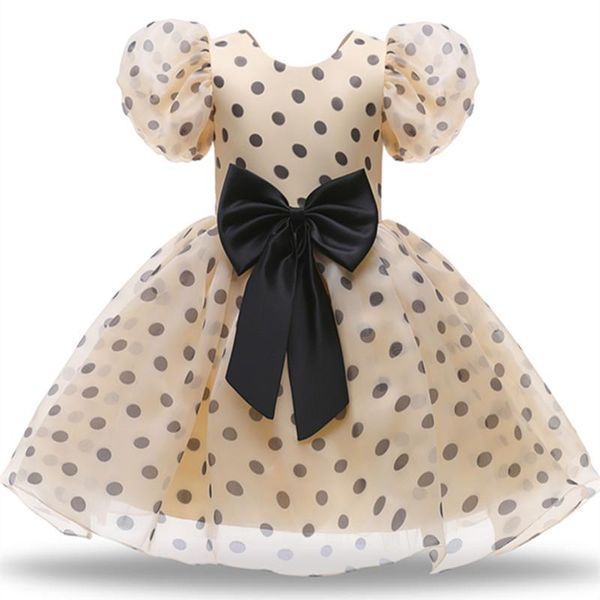 Abiti per ragazze ragazze carine ragazze grandi prua principessa vestito per bambini maniche sbuffi pokla punti di compleanno abito da ballo da ballo eleganti costume da ballo da ballo 3-8