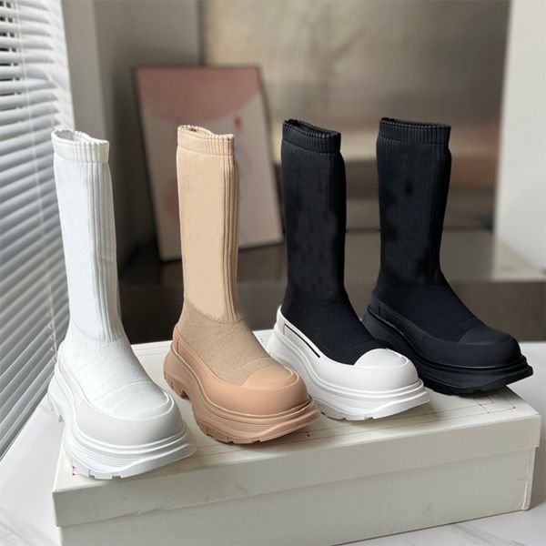 

designer women graffiti knit tread slick boot fashion boots fashion black boot ribbed knit sock upper high sock boots with box no386