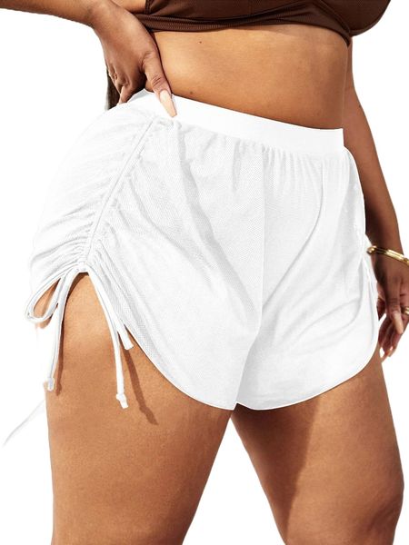 

plus drawstring side cover up shorts without bikini panty j5bs#, Black