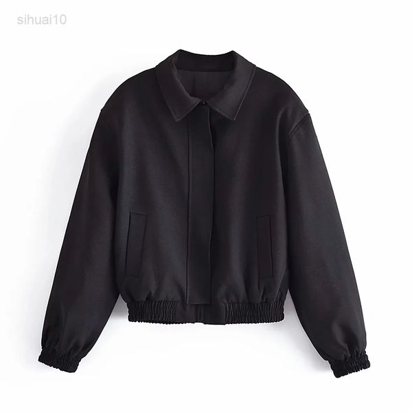 

spring autumn 2021 bomber jacket women black zipper jacket female jacket parka femme chaqueta l220725, Black;brown