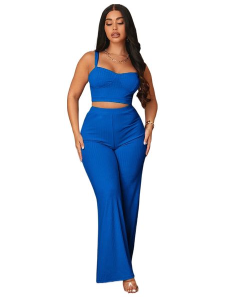 

sxy rib knit cami & pants set 588s#, White