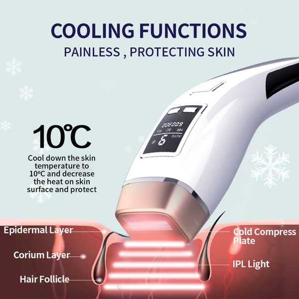 En Yeni 4in1 IPL Kuafat İşleme Lazer Epilator 999000 Flash Soğutma LCD Akne Tedavisi Yeni