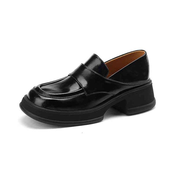 

dress shoes autumn and winter women's shoes round head thick heels low water table leisure simple leffer deep mouth single 1595, Black