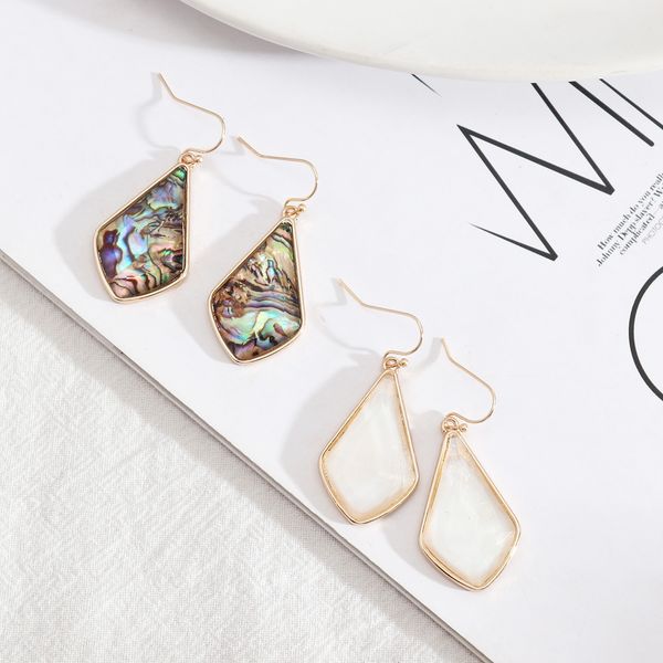 

fashion gold color geometry rhombus abalone shell charm dangle druzy drusy earrings for women brand jewelry, Silver