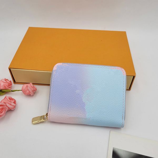 

Luxury Designer zipper Wallets Women Fashion Gradient Leather Clutch Long Purses Classic Coin Purse Credit Card Key Wallet With box, Size:11x8.5x2 cm