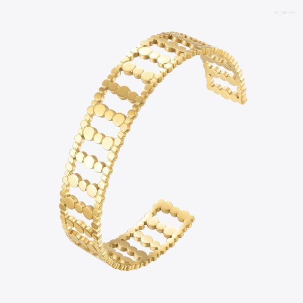Braccialetto in acciaio inossidabile massiccio rotondo a pois color oro braccialetto per le donne 2022 bracciali gioielli di moda Pulseras Mujer B222273Bangle Lars22