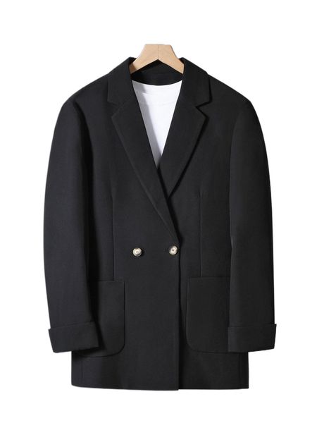 

men pocket patched double button blazer without tee p27c#, White;black