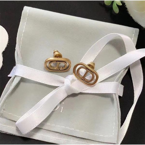 

letter double-layer earrings female worn hollow out earrings, Golden