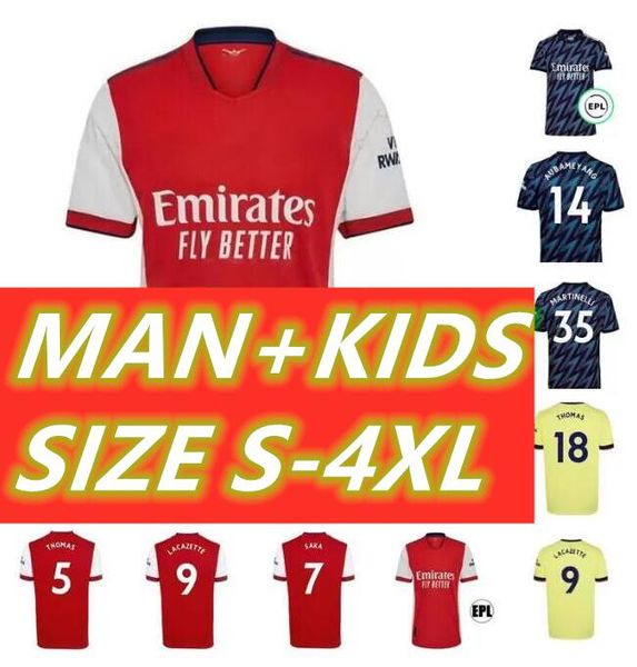 

size s-4xl 21 22 arsen soccer jerseys gunners 2021 2022 smith rowe 10 tavares jersey pepe saka thomas tierney football shirt all men kit kid, Black;yellow