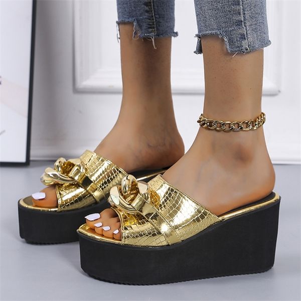 

slipper outdoor beach slippers woman high heels sandals open toe wedge summer platform black 220326