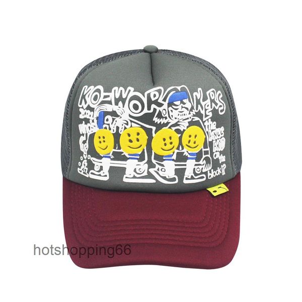 

kapital hirata hohiro graffiti baseball cap smiling face truck cap mesh truck cap263z, Blue;gray