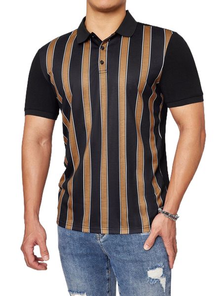

men random striped polo shirt r5el#, White;black
