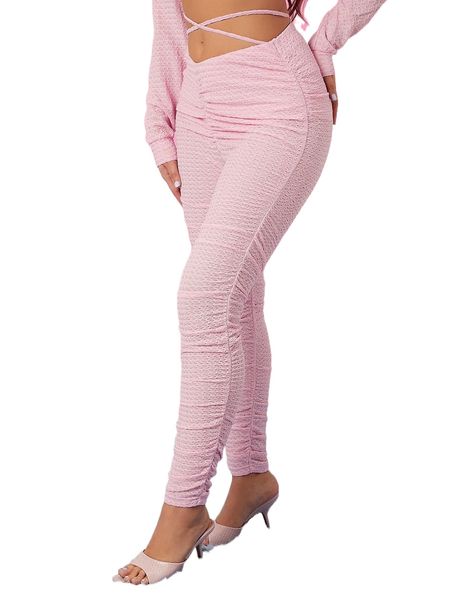 

sxy high waist criss cross lace up ruched leggings x6vr#, White;black