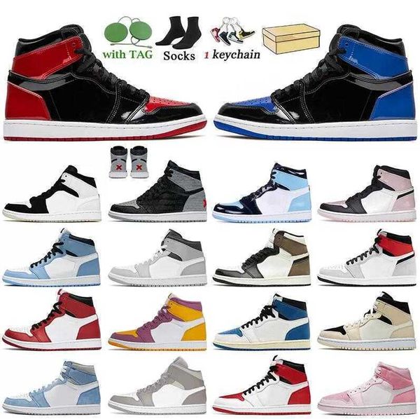 

with box sneakers women mens 1s basketball shoes jumpman 1 patent bred royal blue rebellionaire banned dark marina diamond shorts mid linen, Black